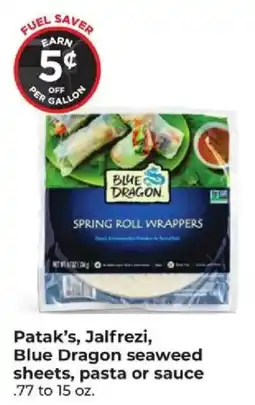 Hy-Vee Patak's, Jalfrezi, Blue Dragon seaweed sheets, pasta or sauce offer