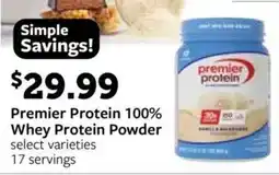 Fareway Premier Protein 100% Whey Protein Powder offer