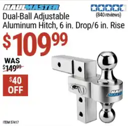 Harbor Freight Tools Haulmaster dual-ball adjustable aluminum hitch offer