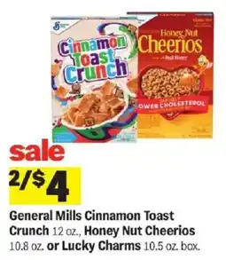 Meijer General Mills Cinnamon Toast Crunch, Honey Nut Cheerios or Lucky Charms offer