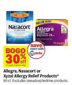 Meijer Allegra, Nasacort or Xyzal Allergy Relief Products offer