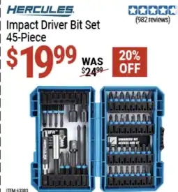 Harbor Freight Tools Hercules impact driver bit set offer