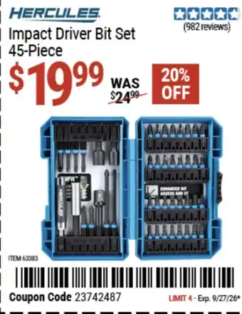Hercules impact driver bit set