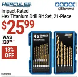 Harbor Freight Tools Hercules impact-rated hex titanium drill bit set offer