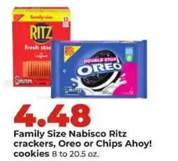 Hy-Vee Family Size Nabisco Ritz crackers, Oreo or Chips Ahoy! cookies offer