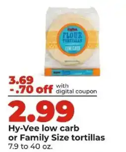 Hy-Vee Hy-Vee low carb or Family Size tortillas offer