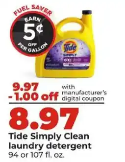 Hy-Vee Tide Simply Clean laundry detergent offer