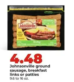Hy-Vee Johnsonville ground sausage, breakfast links or patties offer
