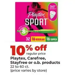 Hy-Vee Playtex, Carefree, Stayfree or o.b. products offer