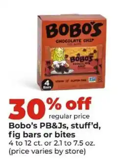 Hy-Vee Bobo's pb&js, stuff'd, fig bars or bites offer