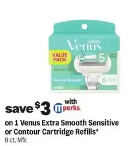 Meijer Venus Extra Smooth Sensitive or Contour Cartridge Refills offer
