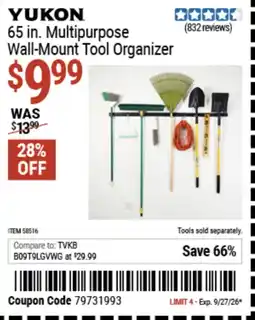 Harbor Freight Tools Yukon 65 in. Multipurpose Wall-Mount Tool Organizer offer