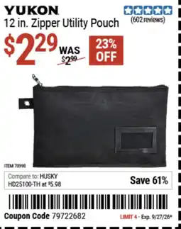 Harbor Freight Tools Yukon 12 in. Zipper Utility Pouch offer
