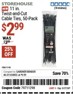 Harbor Freight Tools Storehouse twist-and-cut cable ties offer