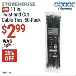 Harbor Freight Tools Storehouse twist-and-cut cable ties offer