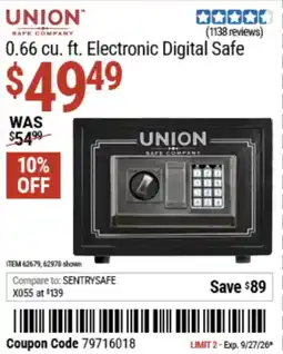 Harbor Freight Tools Union electronic digital safe offer