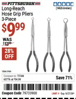 Harbor Freight Tools Pittsburgh long-reach hose grip pliers offer