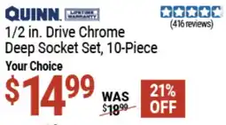 Harbor Freight Tools Quinn 1/2 in. Drive Chrome Deep Socket Set offer