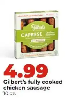 Hy-Vee Gilbert's fully cooked chicken sausage offer
