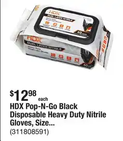 The Home Depot HDX Pop-N-Go Black Disposable Heavy Duty Nitrile Gloves, Size Large (40-Count) offer