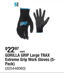 The Home Depot GORILLA GRIP Large TRAX Extreme Grip Work Gloves (5-Pack) offer