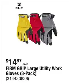 The Home Depot FIRM GRIP Large Utility Work Gloves (3-Pack) offer
