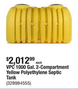 The Home Depot VPC 1000 Gal. 2-Compartment Yellow Polyethylene Septic Tank offer