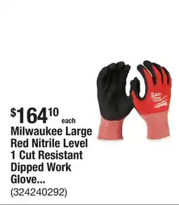 The Home Depot Milwaukee Large Red Nitrile Level 1 Cut Resistant Dipped Work Gloves (30-Pack) offer