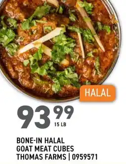 US Foods Chef's Store Thomas Farms Bone-In Halal Goat Meat Cubes offer