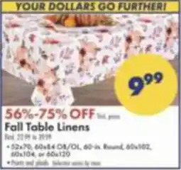 Boscov's Fall Table Linens offer