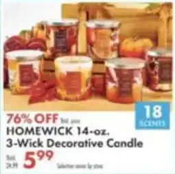 Boscov's Homewick 3-Wick Decorative Candle offer