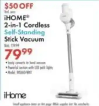 Boscov's IHome 2-in-1 Cordless Self-Standing Stick Vacuum offer