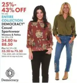 Boscov's Democracy Casual Sportswear offer