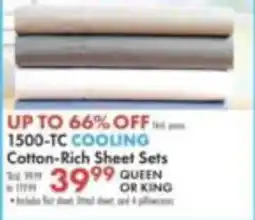 Boscov's 1500 -TC Cooling cotton-rich sheet sets offer