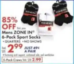 Boscov's Mens Zone in 6-Pack Sport Socks offer