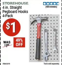Harbor Freight Tools Storehouse straight pegboard hooks offer