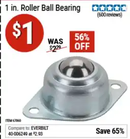 Harbor Freight Tools 1 in. Roller Ball Bearing offer