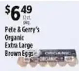 Pioneer Supermarkets Pete & Gerry's Organic Extra Large Brown Eggs offer