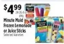 Pioneer Supermarkets Minute Maid Frozen Lemonade or Juice Sticks offer