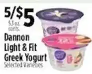 Pioneer Supermarkets Dannon Light & Fit Greek Yogurt offer