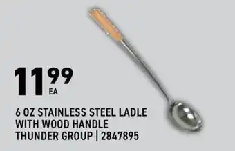 Thunder Group 6 oz stainless steel ladle with wood handle
