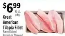 Pioneer Supermarkets Great American Tilapia Fillet offer