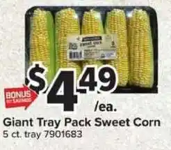 Giant Food Giant Tray Pack Sweet Corn offer