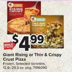 Giant Food Giant Rising or Thin & Crispy Crust Pizza offer