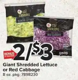 Giant Food Shre's Giant Shredded Lettuce or Red Cabbage offer