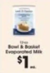 Price Rite Bowl & Basket Evaporated Milk offer