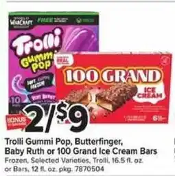 Giant Food Trolli Gummi Pop, Baby Ruth or 100 Grand Ice Cream Bars offer