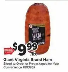 Giant Food Giant Virginia Brand Ham offer