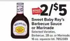 Giant Food Sweet Baby Ray's Barbecue Sauce or Marinade offer