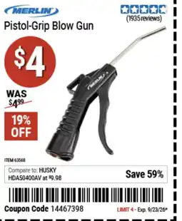 Harbor Freight Tools Merlin pistol-grip blow gun offer